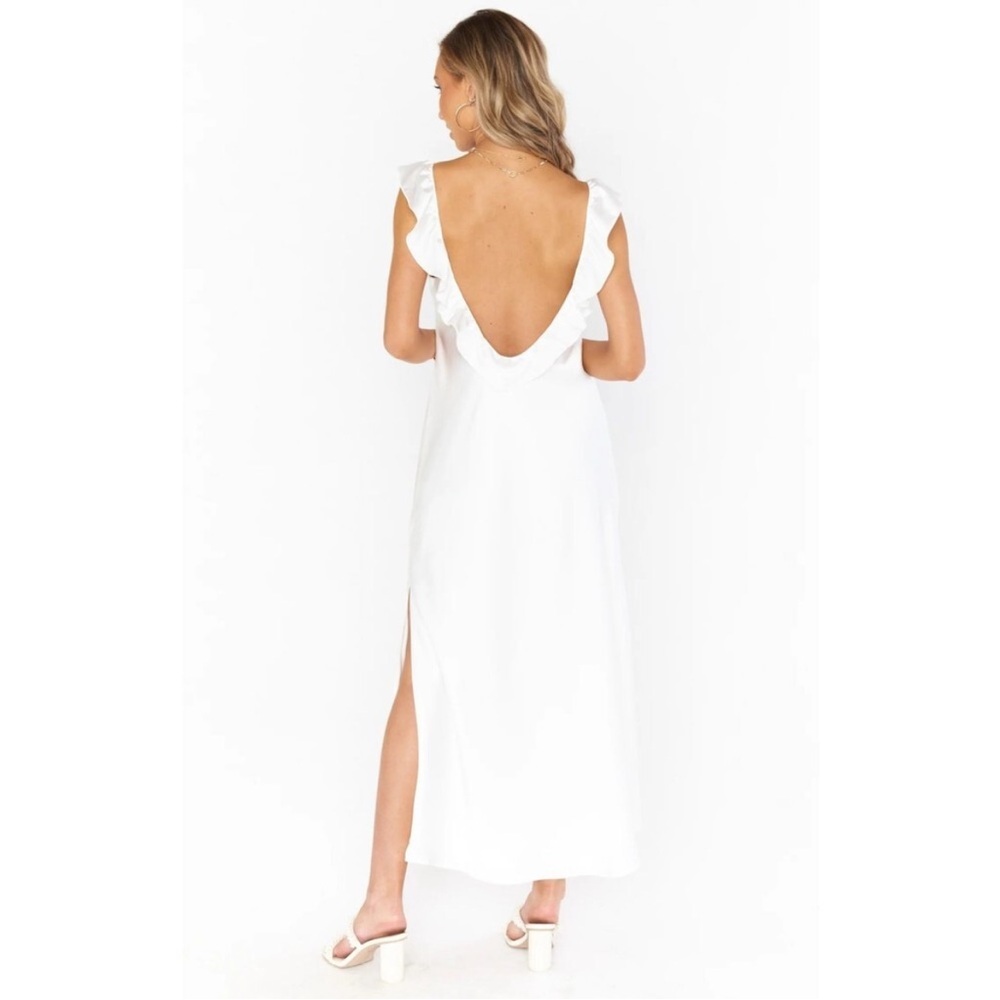 Show Me Your Mumu Serene Slip Dress Ivory Luxe Satin XXS